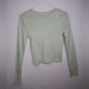 Victoria's Secret PINK Shirt Long Sleeve Mint Green Cropped Tshirt Cotton sz S